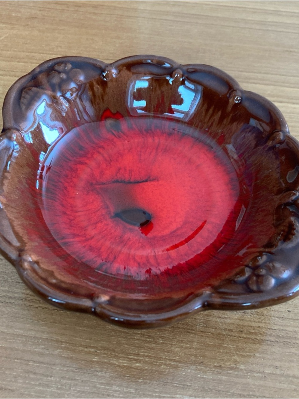 MCM 🇨🇦Vintage McMaster Pottery brown w/ Red Drip Ceramic Decorative Candy Dish